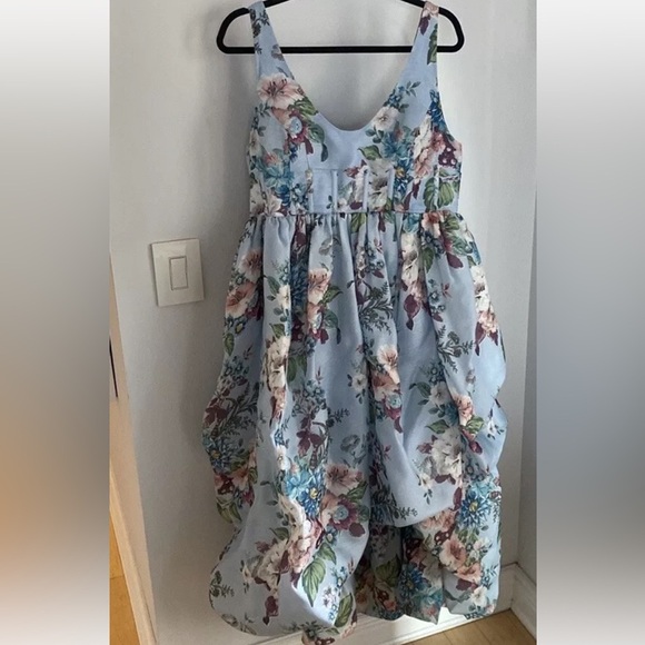 Zimmermann Matchmaker Drape Midi Dress Blue Floral Print Corset Size 12 - Picture 2 of 11